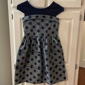 fiveloaves twofish, blue & denim polka dot dress. Size 10, never worn.